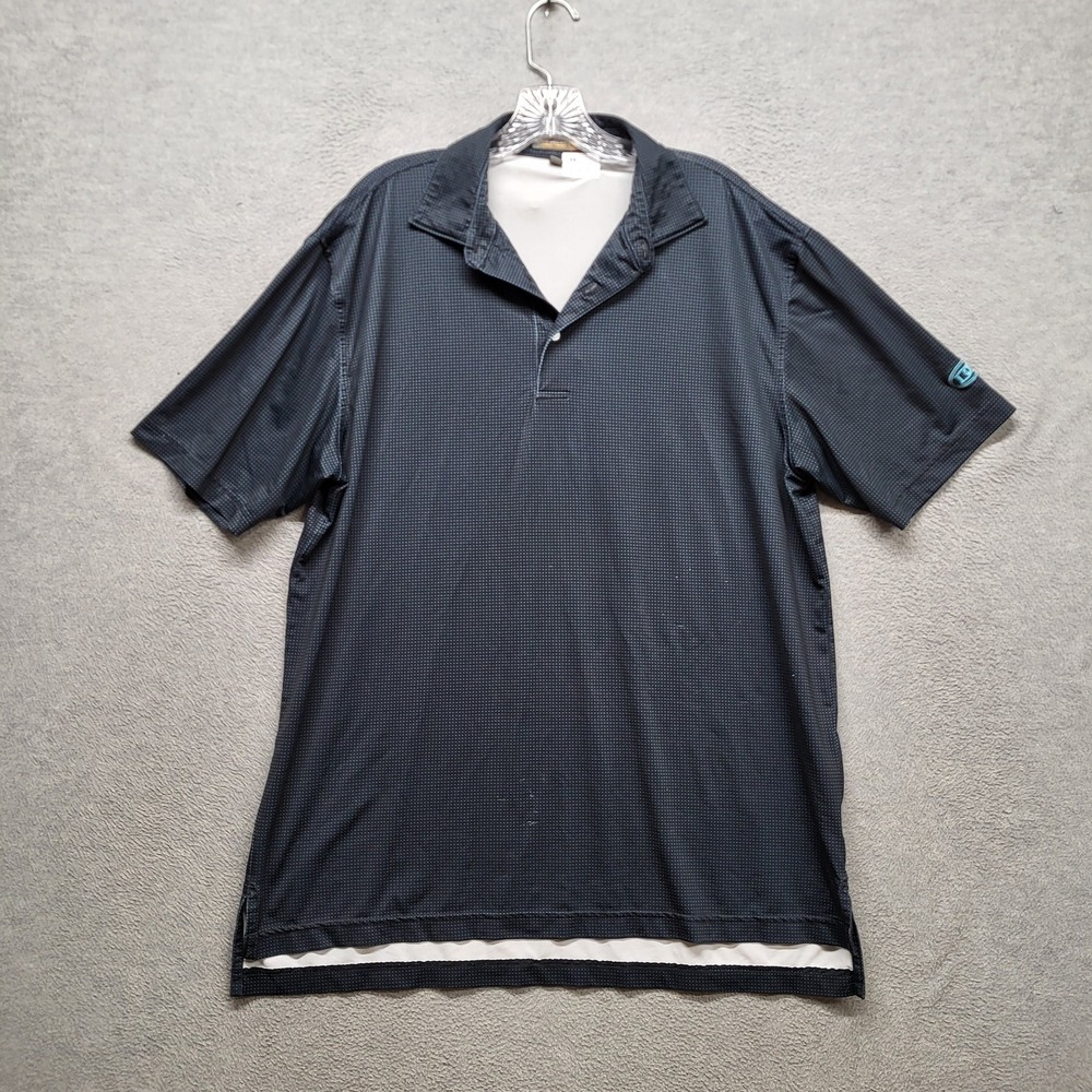 Peter Millar Men Polo L Navy Logo Embroidery Geometric Summer Comfort READ